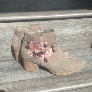 Tan Booties with flower design